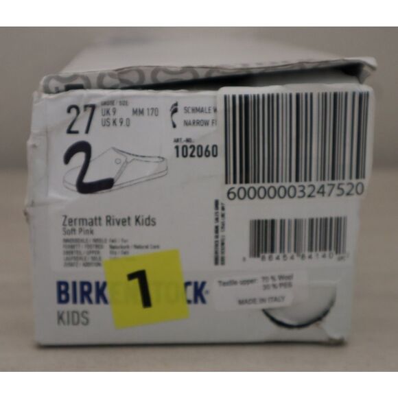 Birkenstock Kids Girls Sz 9 Soft Pink Zermatt Rivet Shearling/Wool Clog Slippers - Picture 16 of 16